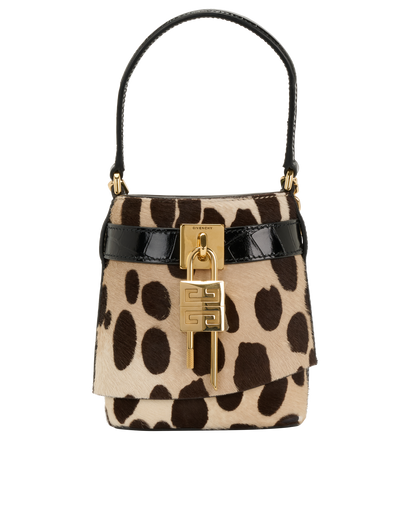 Micro Bucket Bag, &pound;750, Handbags, Beige/Black, Pony / Calfhair, Front view